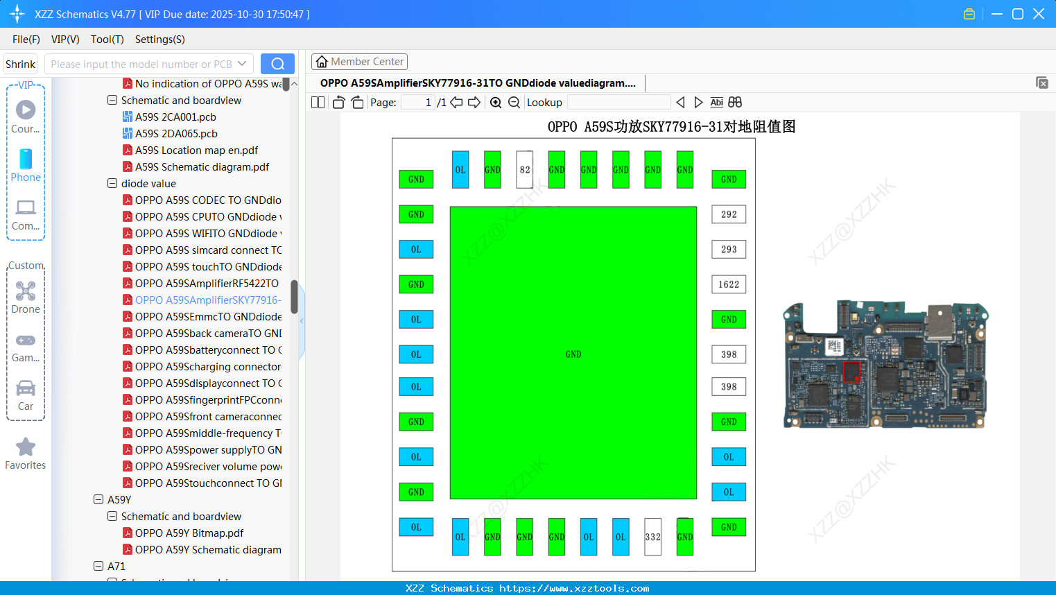 OPPO A59SAmplifierSKY77916-31TO GNDdiode Valuediagram